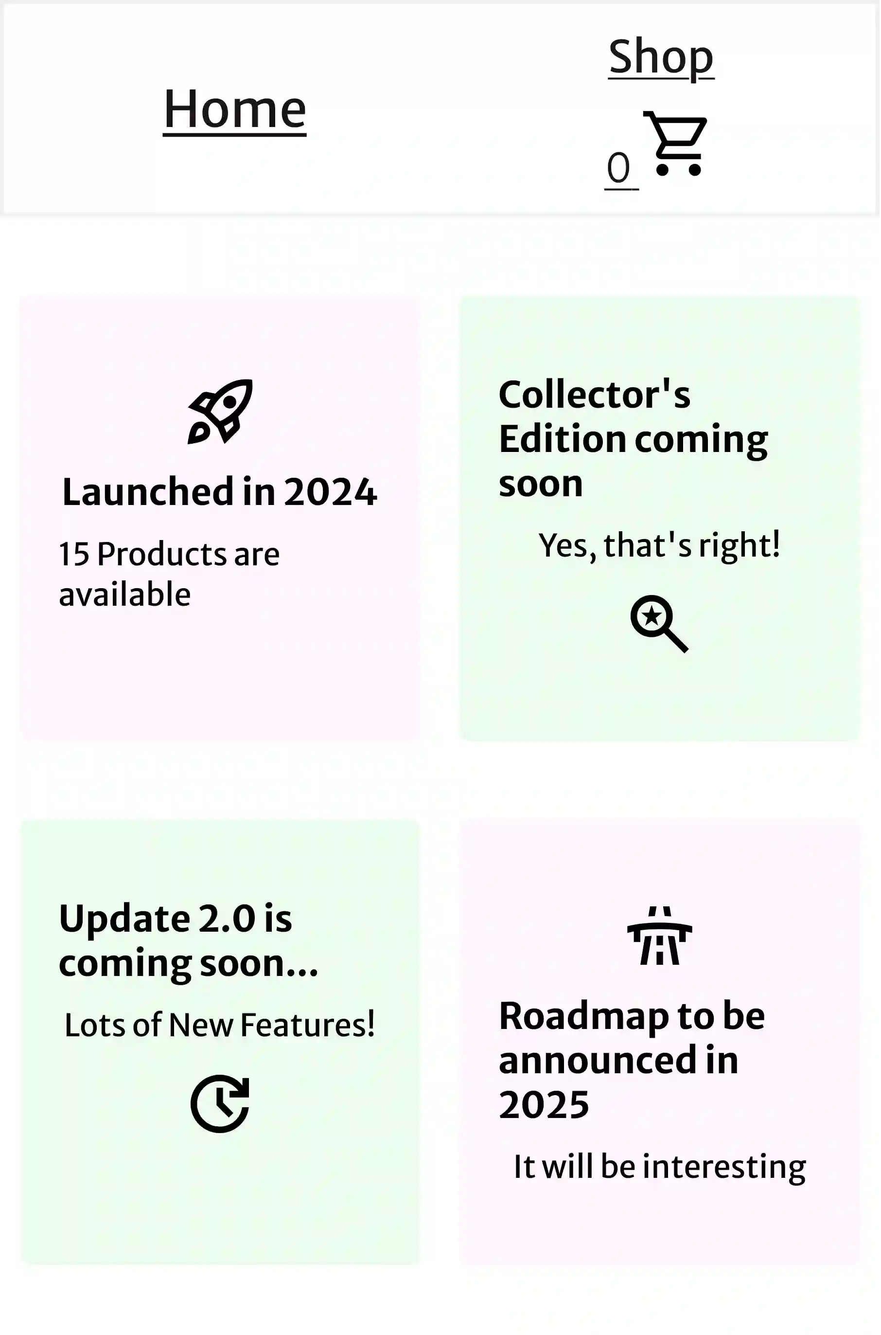 Home of the Project 'Shopping Cart', Mobile-view