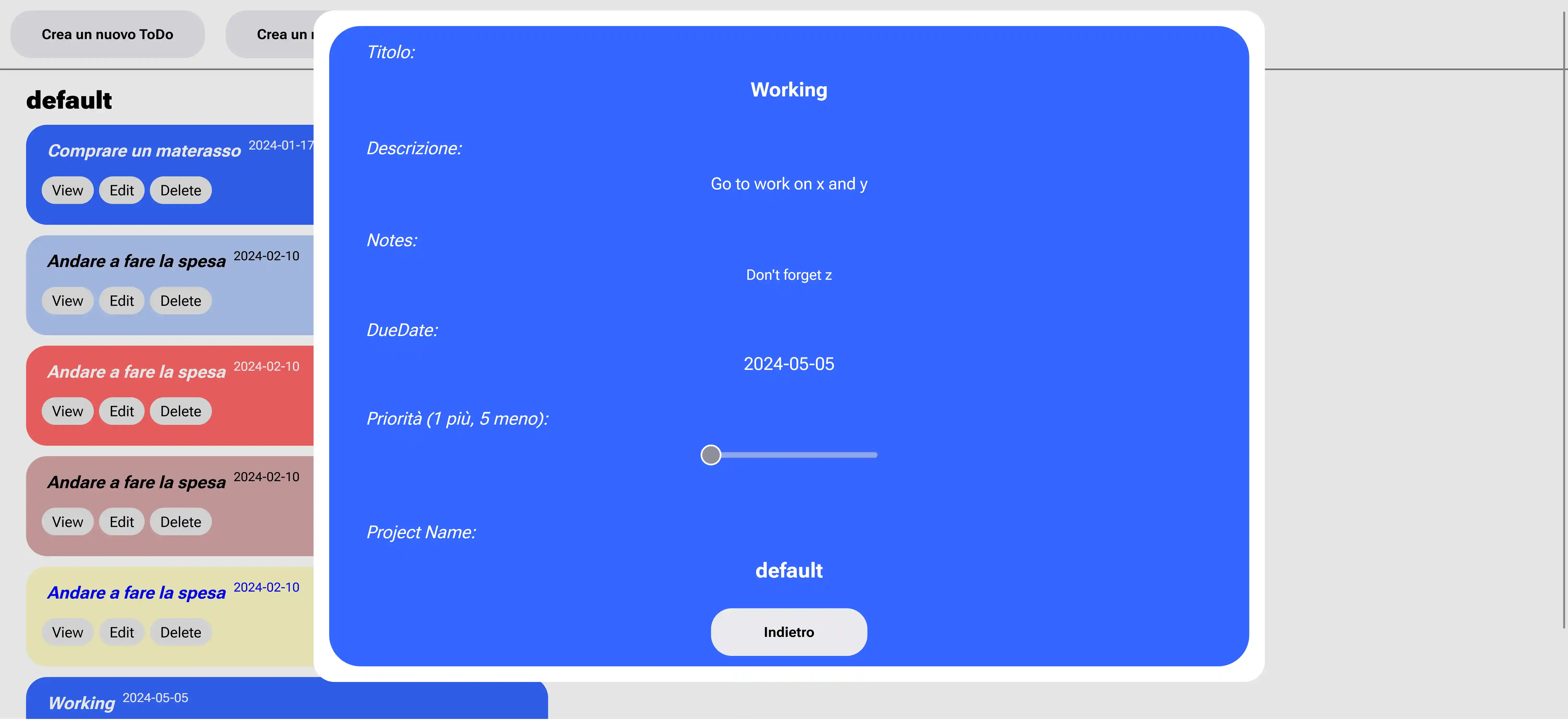 View mode of a ToDo, Desktop-view